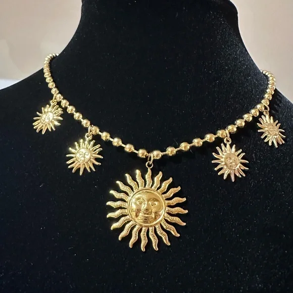Gold Sun Pendant Necklace - Picture 1 of 3